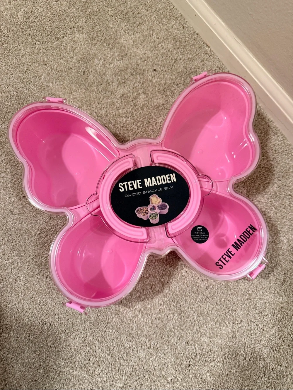 🦋Steve Madden Pink BUTTERFLY -Shaped Divided Snack Box